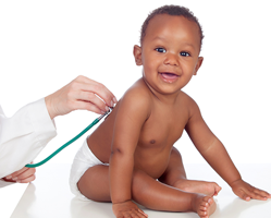 Infant baby being examen with a Stethoscope